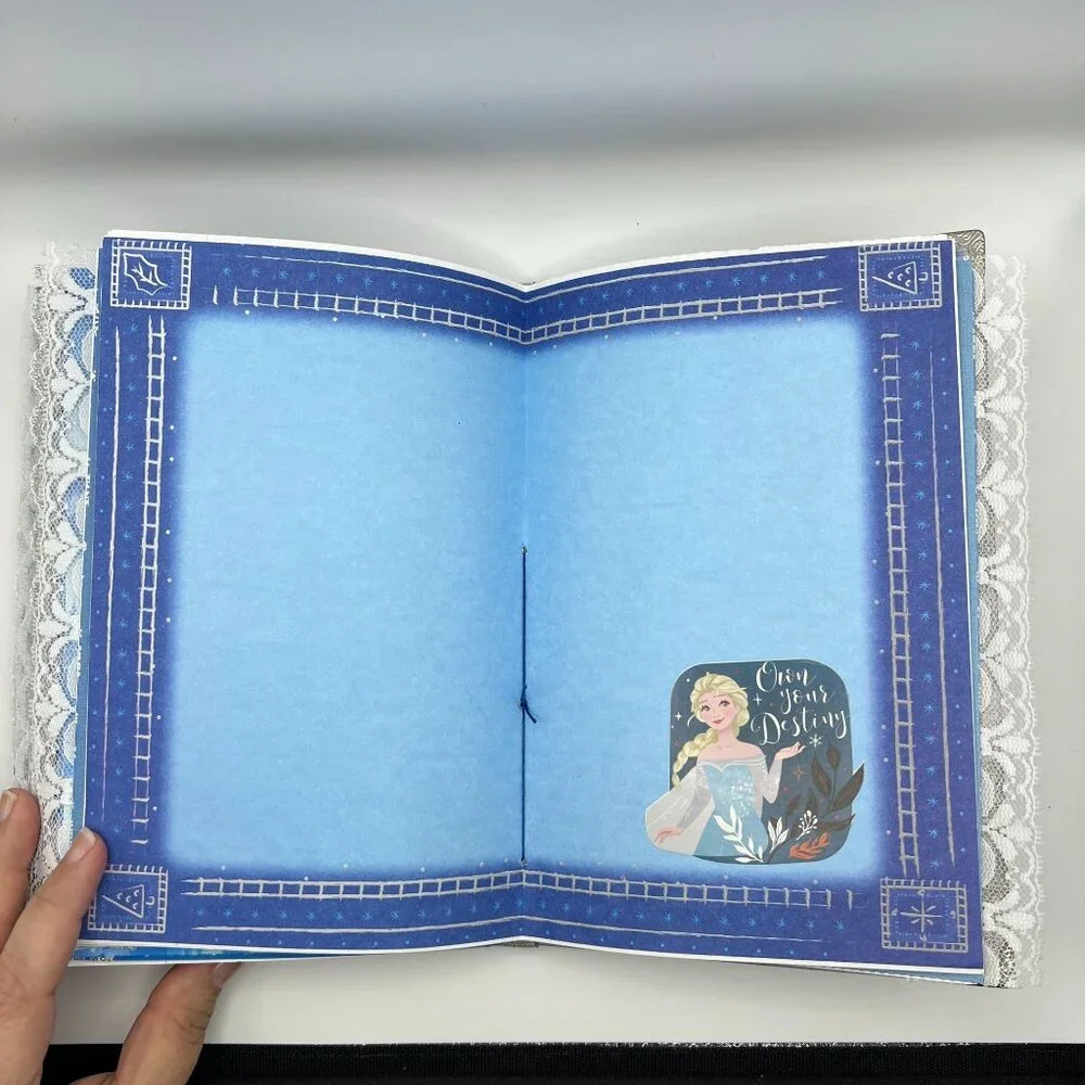 Disney Frozen-Themed Handmade Junk Journal With Decorated Pages Stickers & Snowf